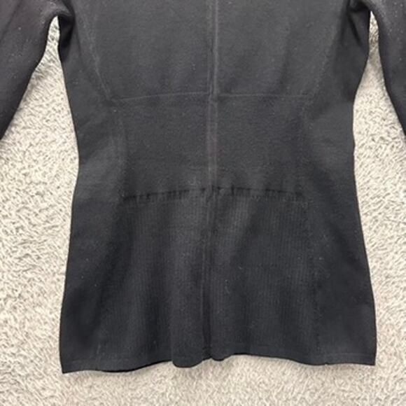 Karen Millen Size 2 Black Top Collar Long Sleeves Body Con Crop Quiet Luxury - Picture 5 of 11